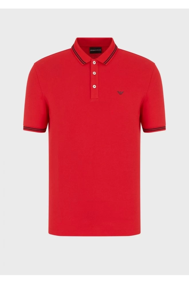 EMPORIO ARMANI Męska, czerwona, koszulka polo