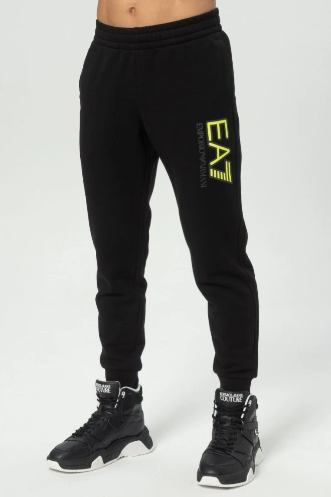 EA7 Czarny dres męski z neonowym logo