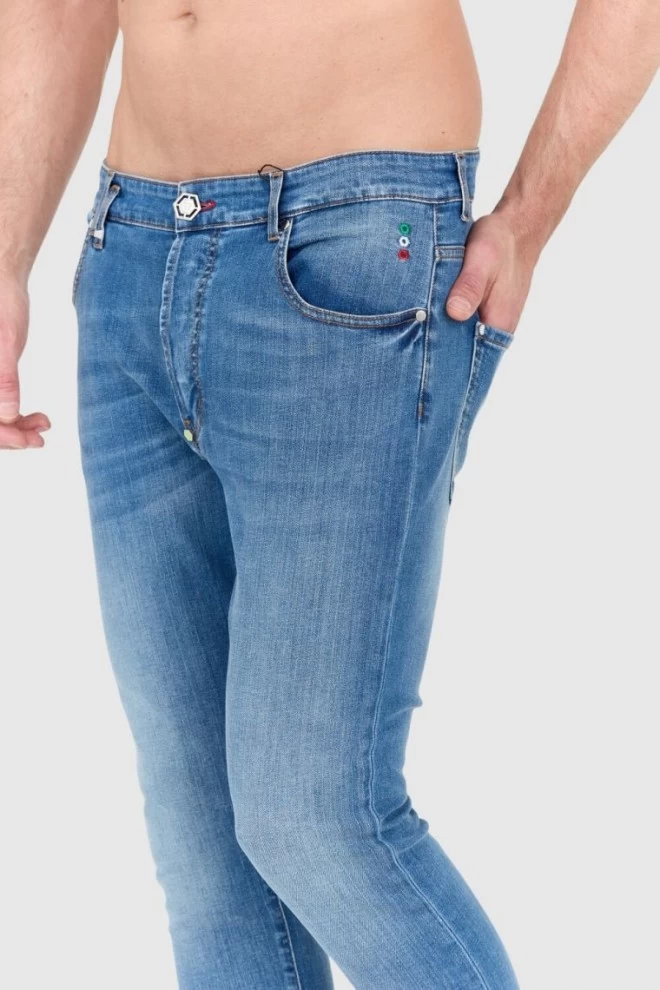 PHILIPP PLEIN Сині чоловічі джинси на ґудзиках