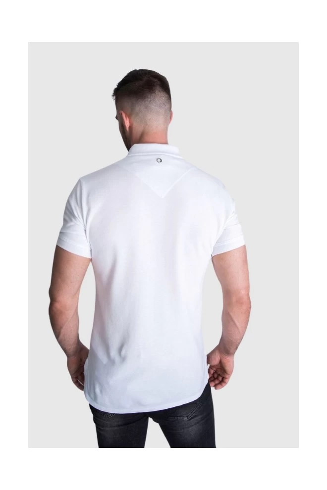 JUST CAVALLI Men's polo shirt, white gold silver logo