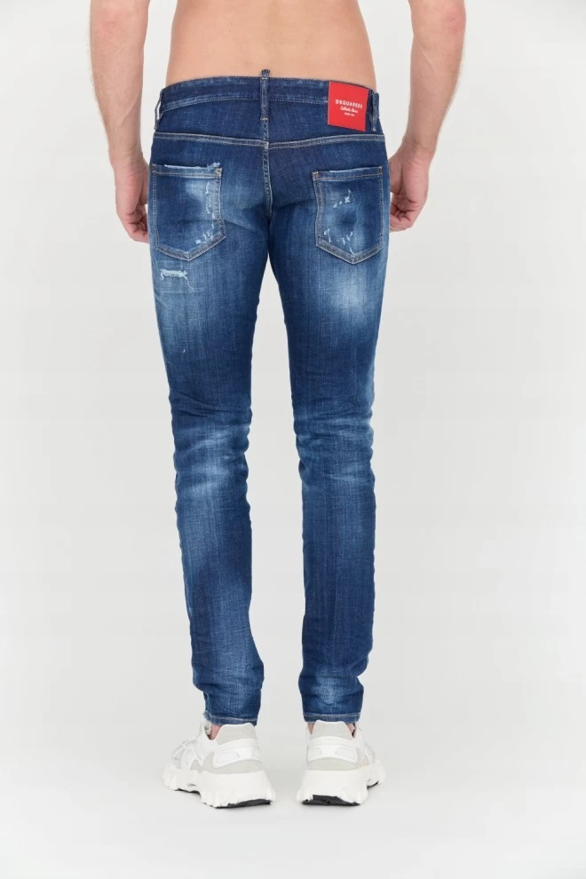 DSQUARED2 Granatowe jeansy z przetarciami