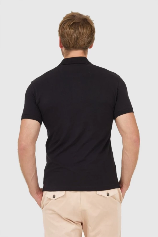 LA MARTINA Black polo shirt with small logo