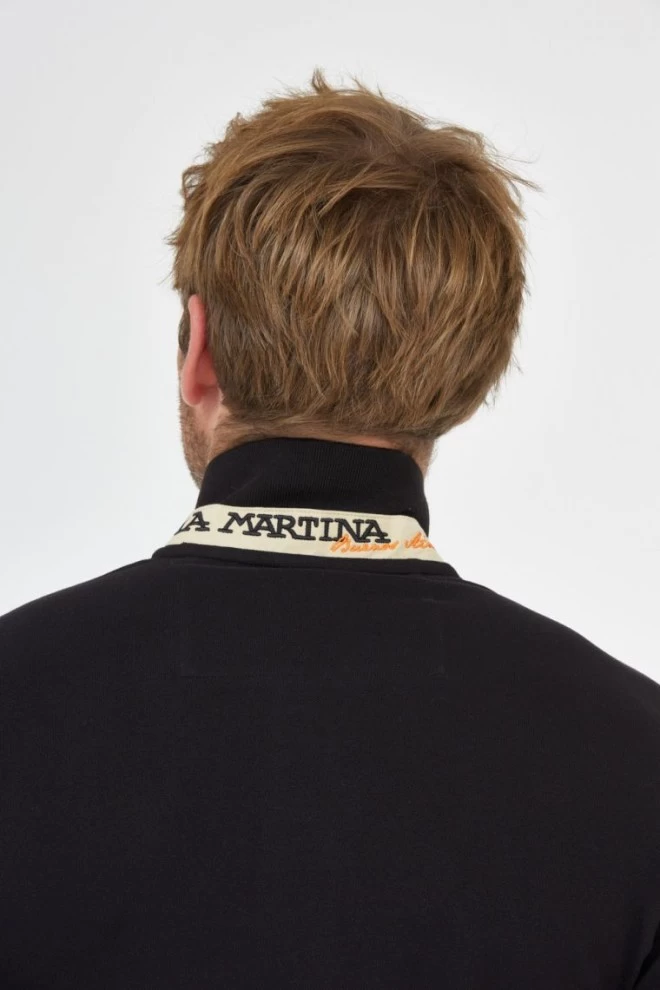 LA MARTINA Black polo shirt with small logo