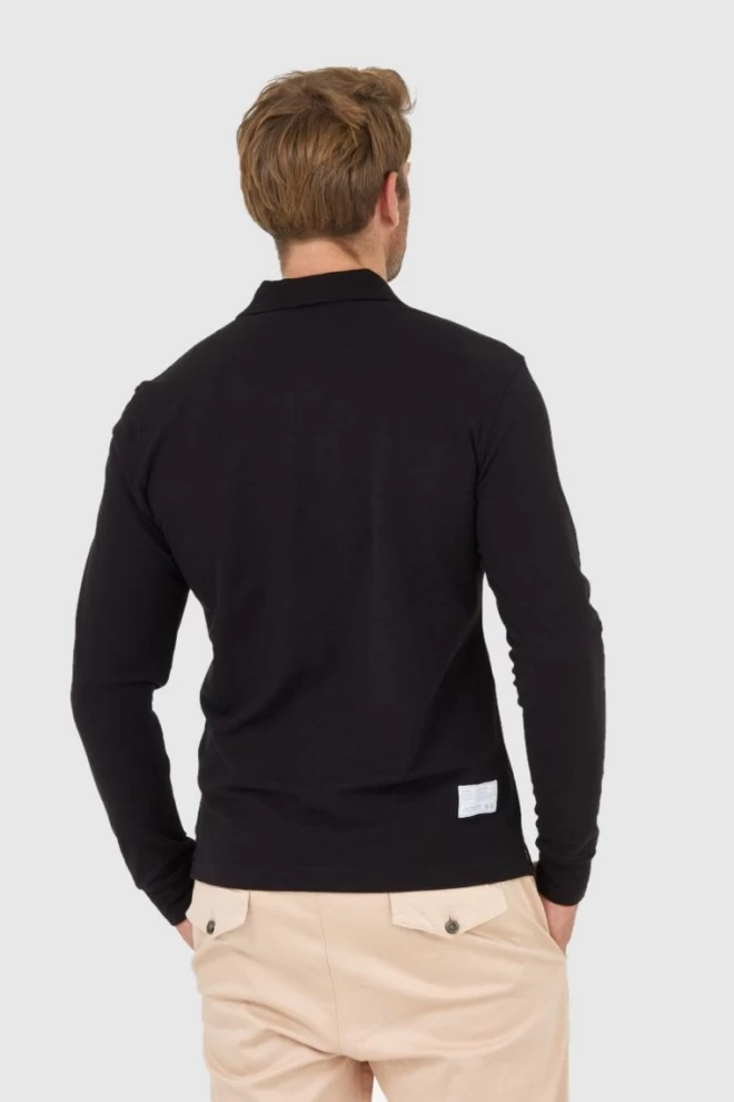 LA MARTINA Black long sleeve polo