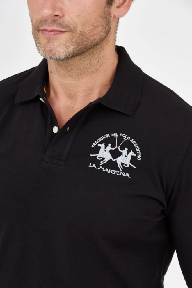 LA MARTINA Black long sleeve polo