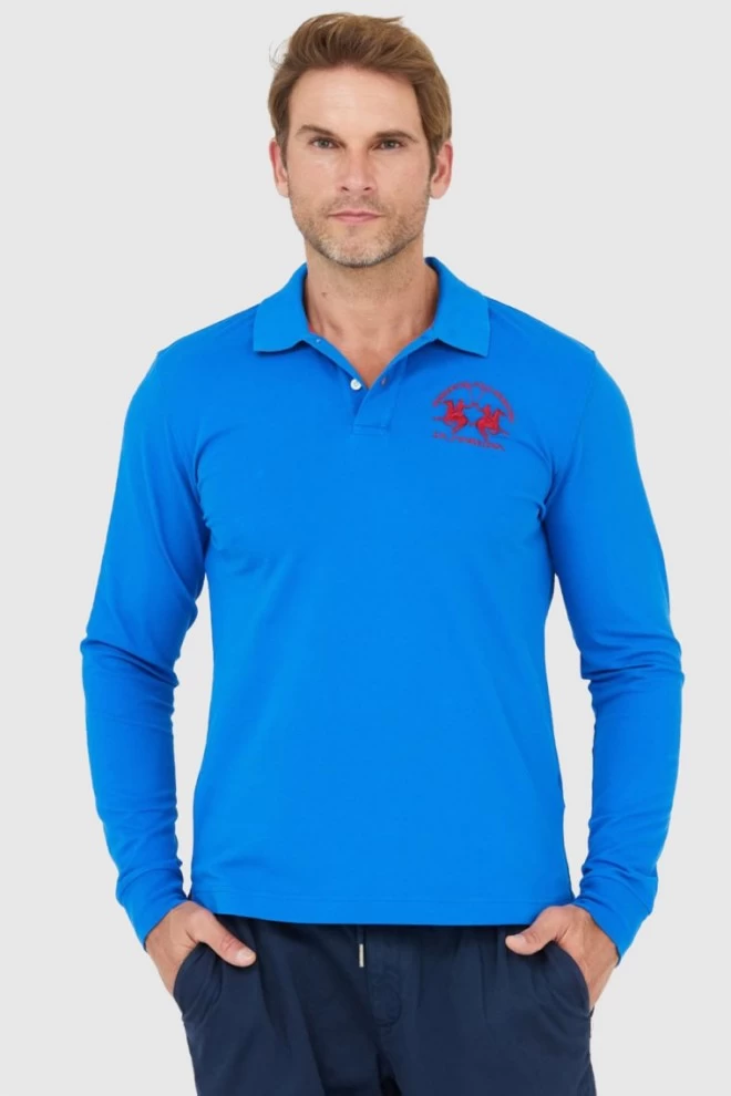 LA MARTINA Blue long sleeve polo