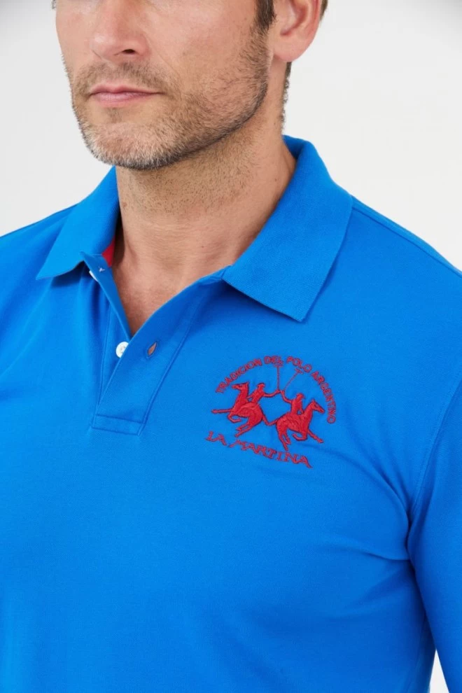 LA MARTINA Blue long sleeve polo