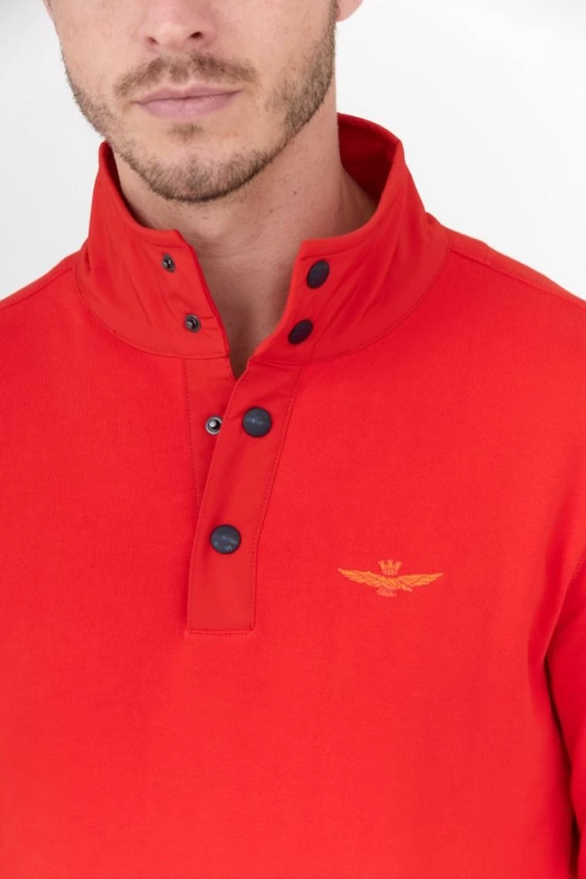 AERONAUTICA MILITARE Czerwona bluza męska na zatrzaski