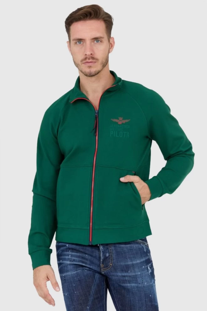AERONAUTICA MILITARE Зелений чоловічий світшот на блискавці