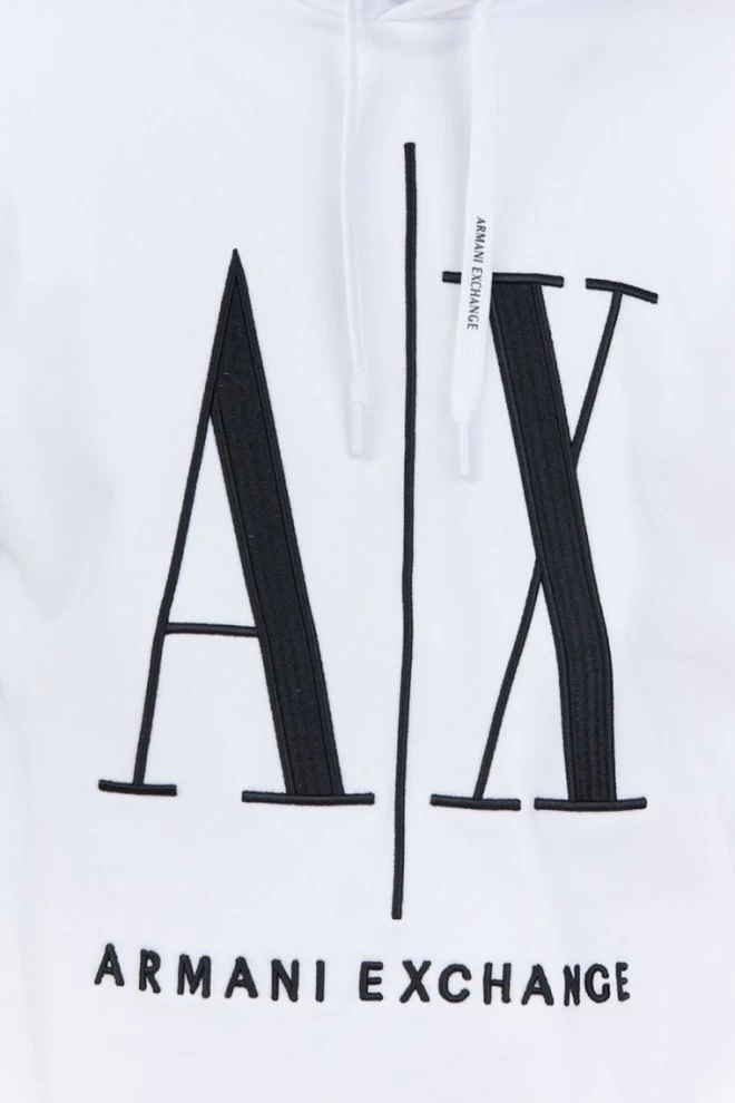 ARMANI EXCHANGE Біле чоловіче худі з вишитим логотипом