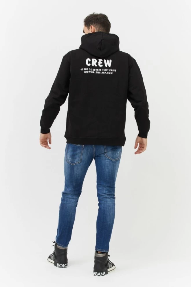 BALENCIAGA Czarna bluza męska z kapturem i logo