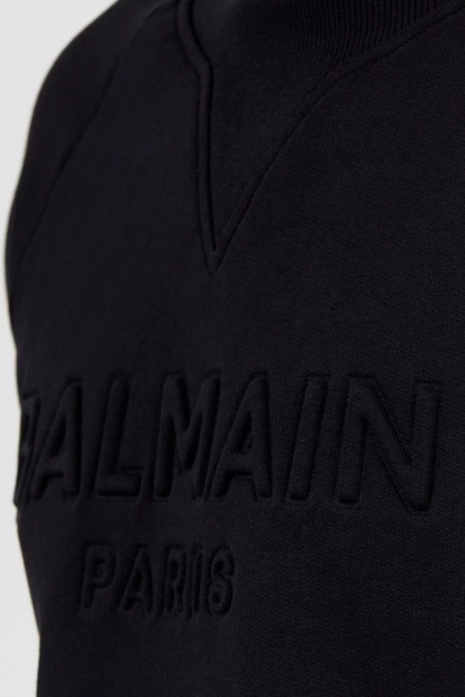 BALMAIN Чорний чоловічий світшот з тисненням логотипу