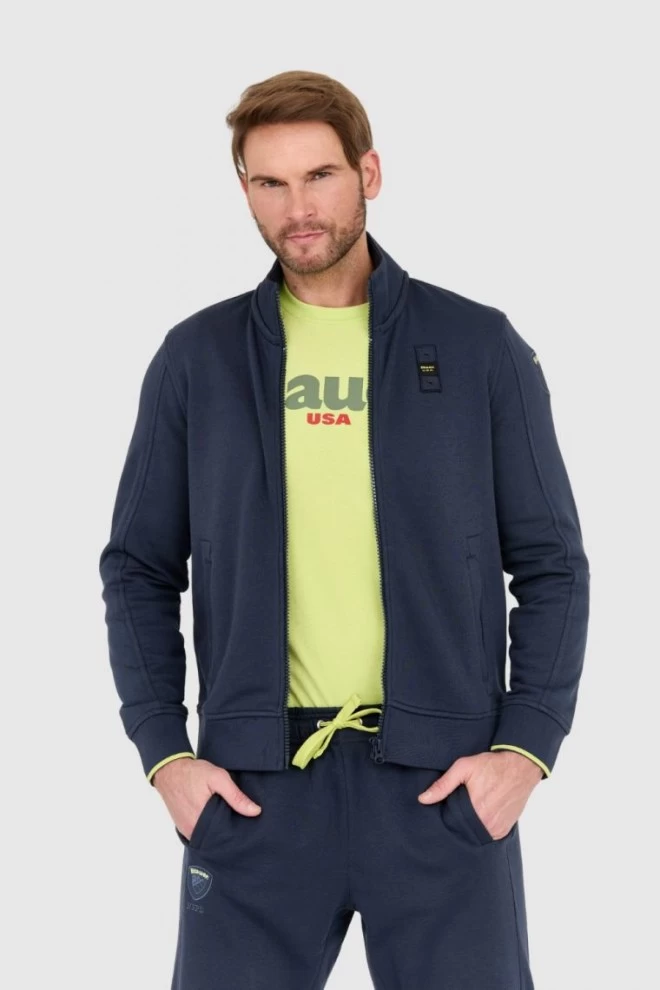 BLAUER Navy blue unbuttoned sweatshirt