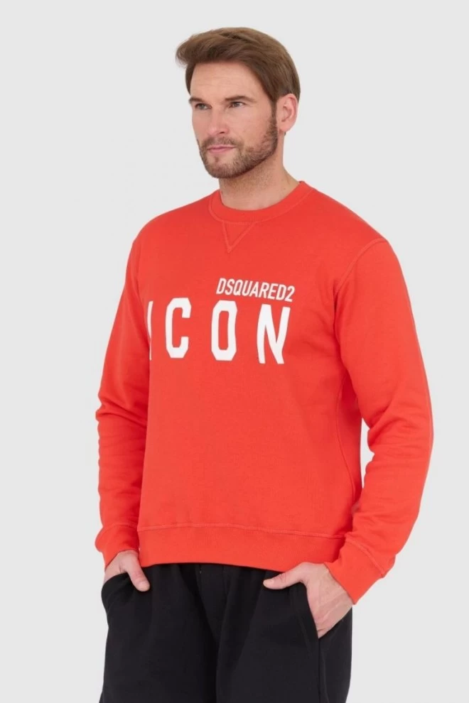 DSQUARED2 Red men's sweatshirt with large white icon logo