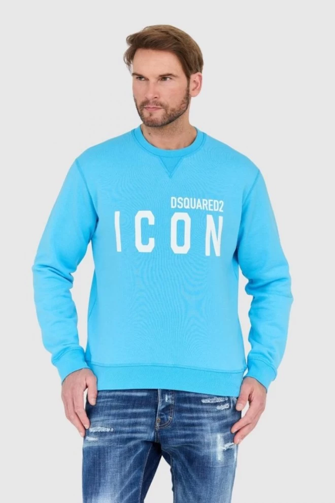 DSQUARED2 Blue men's sweatshirt with large white icon logo