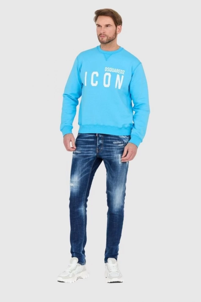 DSQUARED2 Blue men's sweatshirt with large white icon logo