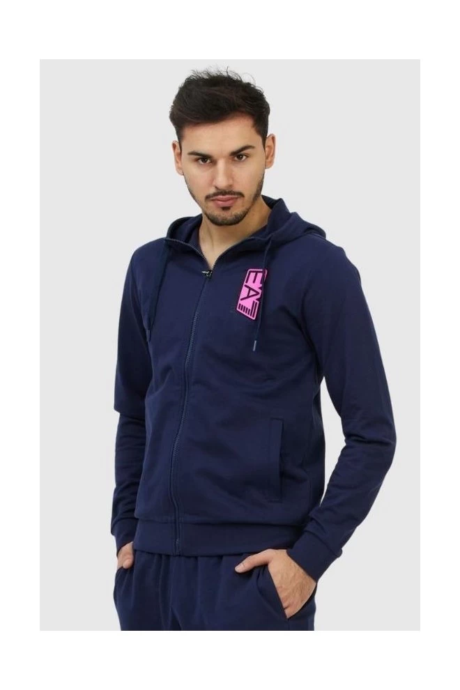 EA7 Men's navy blue sweatshirt with interchangeable logo