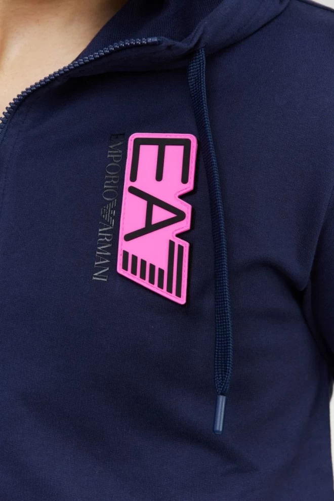 EA7 Men's navy blue sweatshirt with interchangeable logo