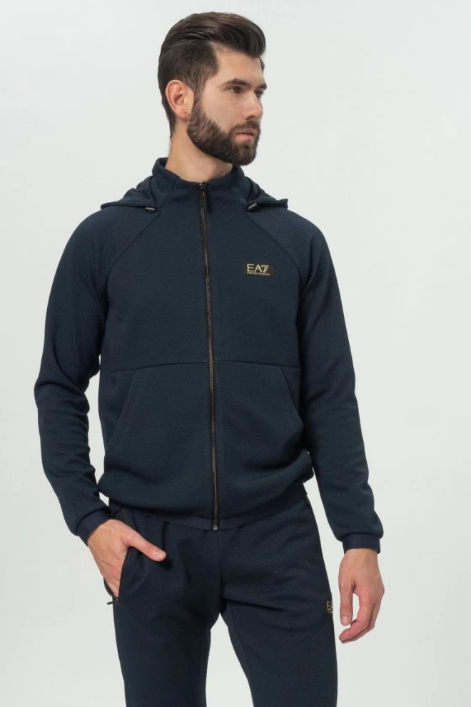 EA7 Navy blue men's hoodie