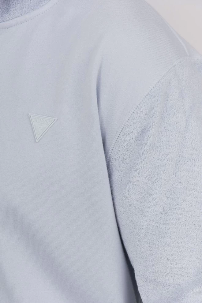 GUESS Błękitna bluza męska z kapturem z frotte