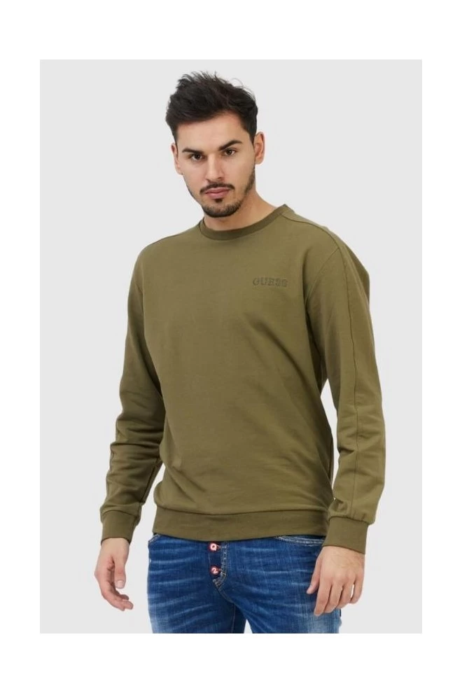GUESS Чоловічий світшот зелений з вишитим логотипом