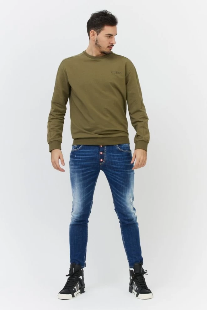 GUESS Green men's sweatshirt with embroidered logo