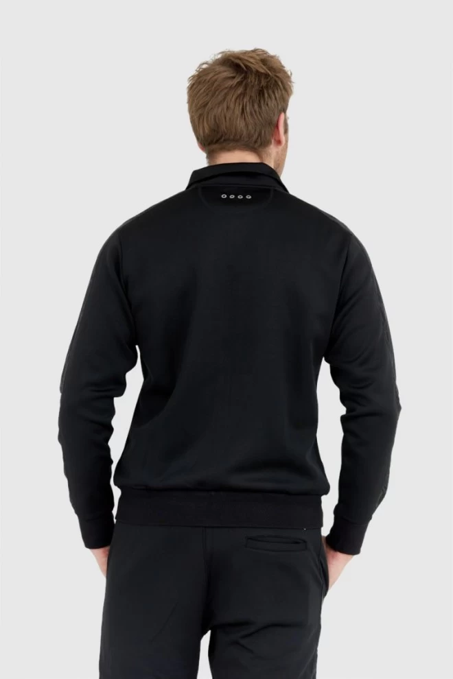 LA MARTINA Black men's zip-up sweatshirt with round logo