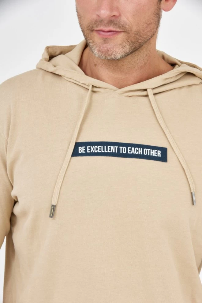 LA MARTINA Beige men's hooded sweatshirt