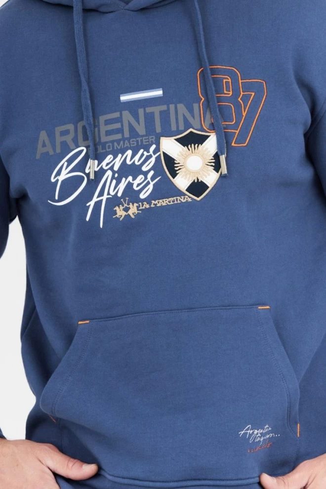 LA MARTINA Men's navy blue sweatshirt with patches