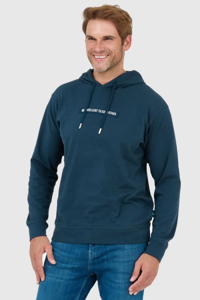 LA MARTINA Navy blue men's hooded sweatshirt