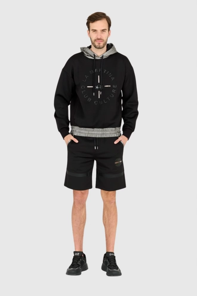 LA MARTINA Black men's hooded sweatshirt