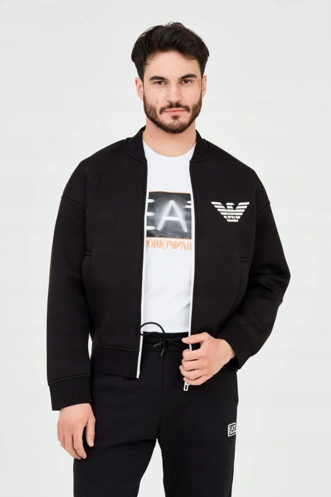 EMPORIO ARMANI Black neoprene sweatshirt for men