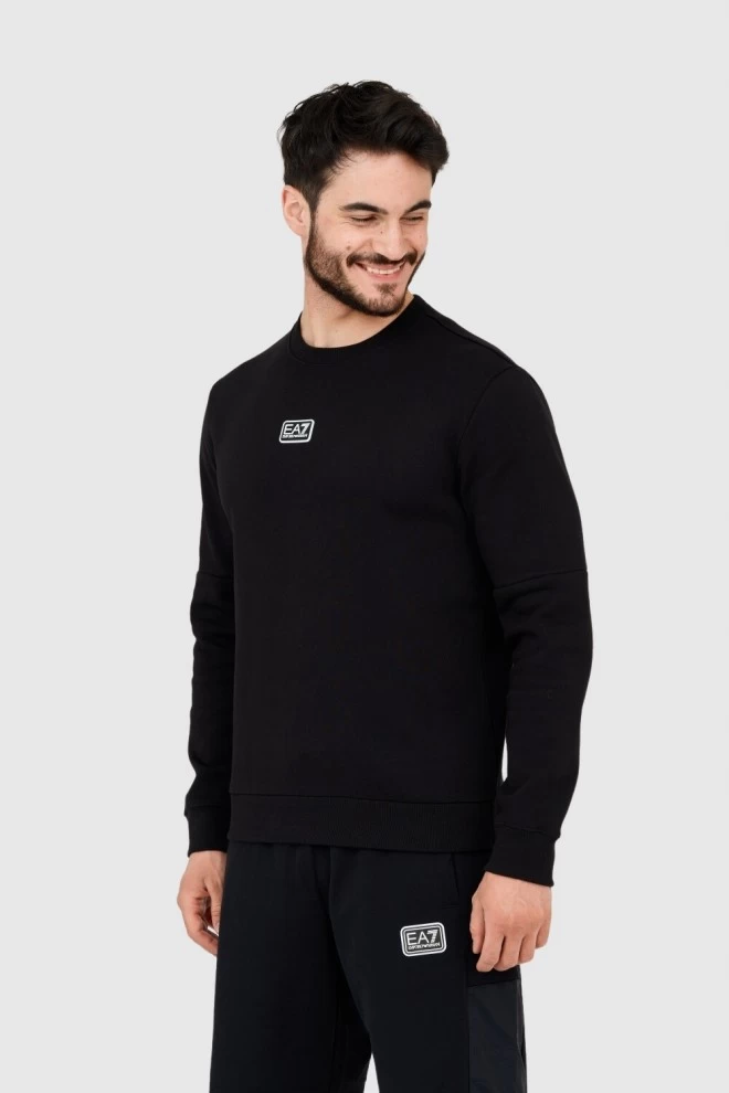 EA7 Чорний чоловічий світшот з нашивкою з логотипом