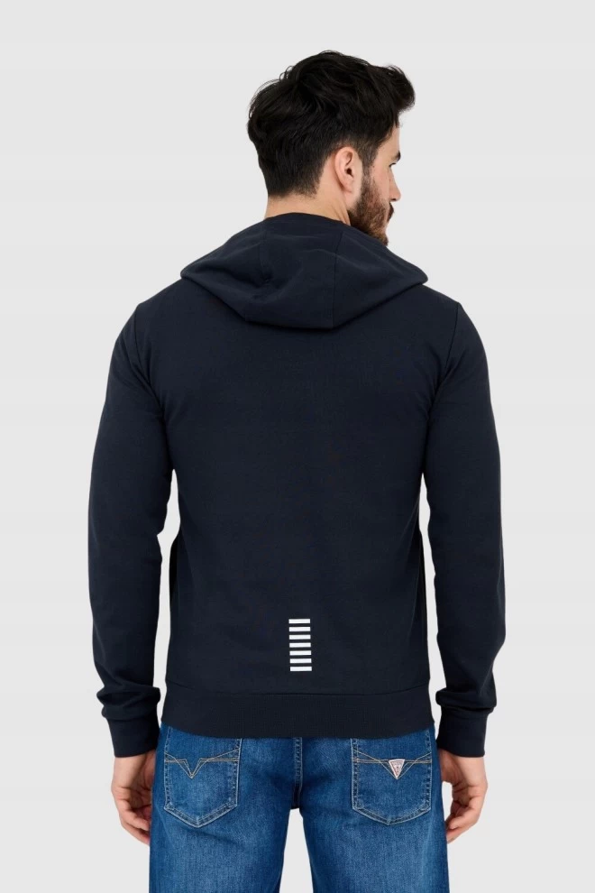 EA7 Navy blue men's hooded sweatshirt