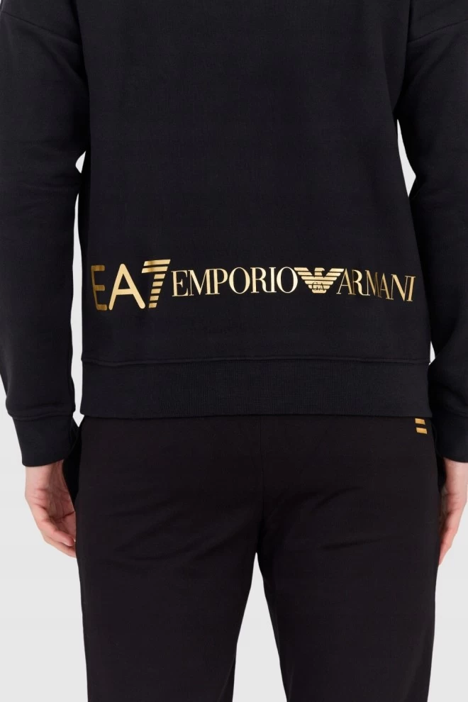 EA7 Black men's sweatshirt with gold logo