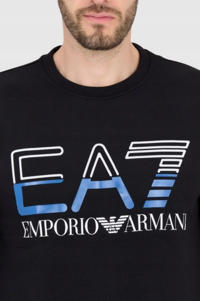 EA7 Black men's sweatshirt with blue logo