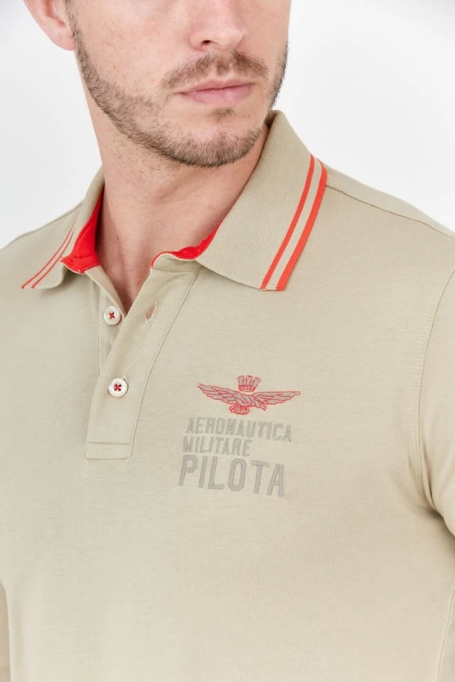 AERONAUTICA MILITARE Beige long sleeve polo