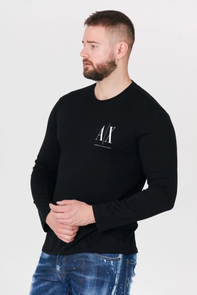 ARMANI EXCHANGE Black men's longsleeve with small logo