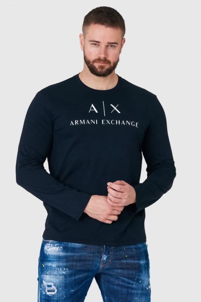 ARMANI EXCHANGE Granatowy longsleeve męski z logo