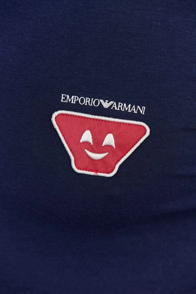 EMPORIO ARMANI Navy blue men's longsleeve with emoticon