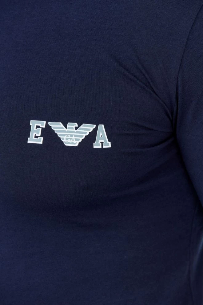 EMPORIO ARMANI Чоловічий темно-синій лонгслів з сірим логотипом