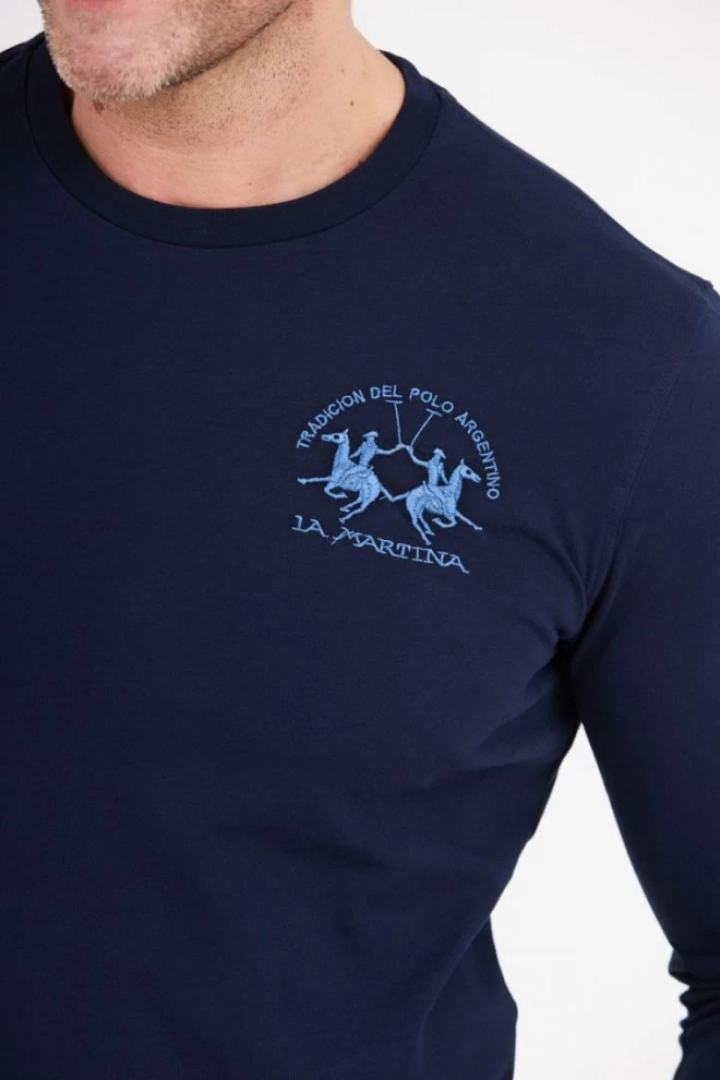 LA MARTINA Granatowy longsleeve męski z bawełny