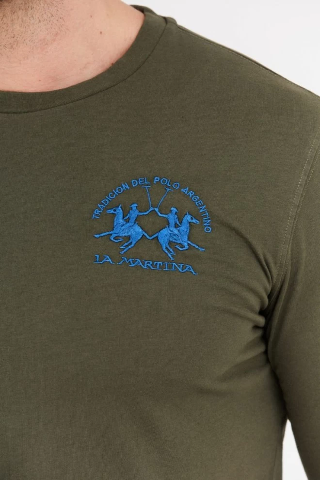 LA MARTINA Zielony longsleeve męski z bawełny