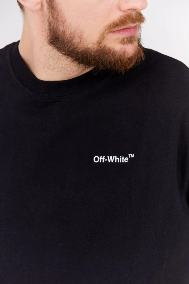 OFF-WHITE Czarny longsleeve męski z nadrukiem na plecach