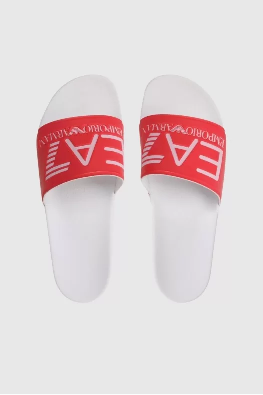 EA7 coral and white logo...