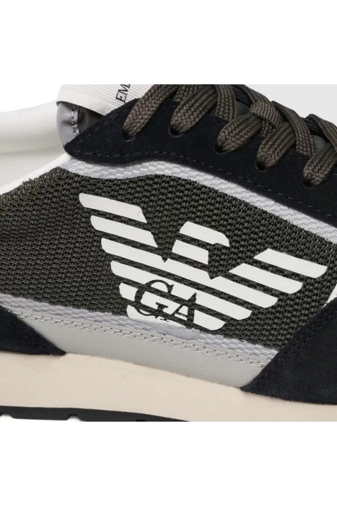 EMPORIO ARMANI Green men's sneakers with white logo