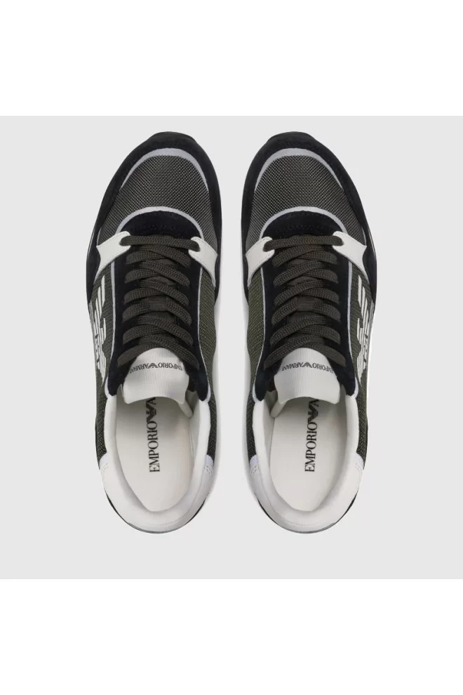 EMPORIO ARMANI Green men's sneakers with white logo
