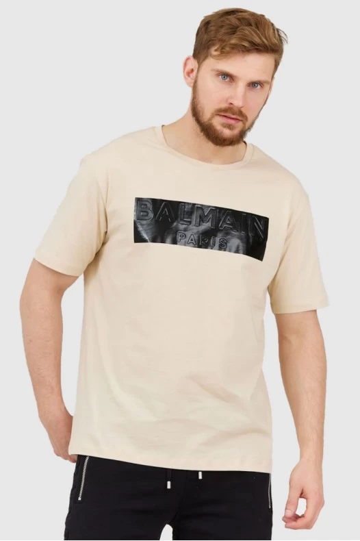 BALMAIN Beżowy t-shirt...