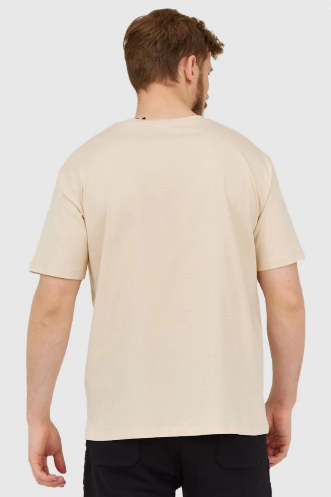 BALMAIN Beige men's t-shirt with logo applique