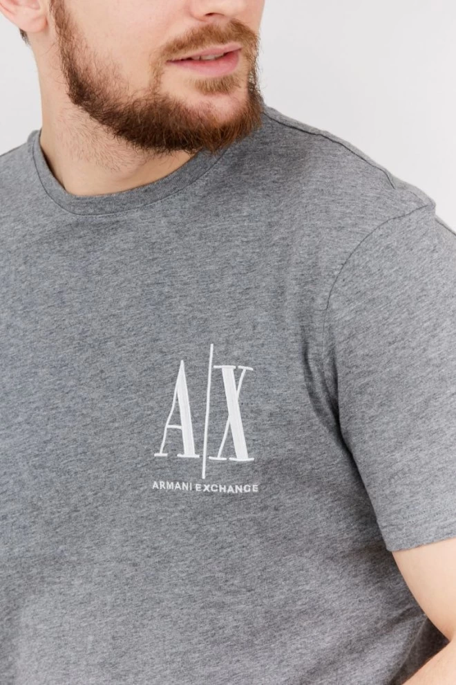 ARMANI EXCHANGE Szary t-shirt męski z wyszywanym logo